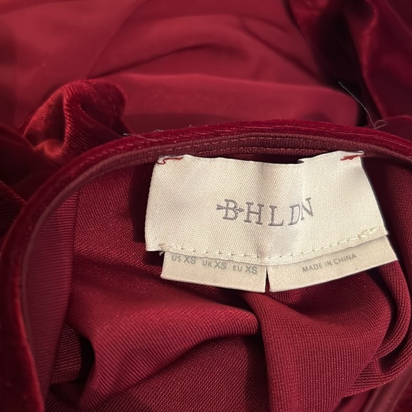 BHLDN Velvet Burgundy Wine Wrap Tie Dress - Picture 10 of 11